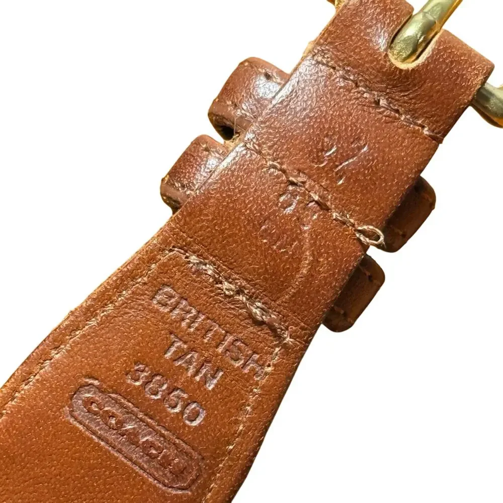 Vintage Coach 3850 British Tan Braided Woven Leather Belt Size 34 Brass